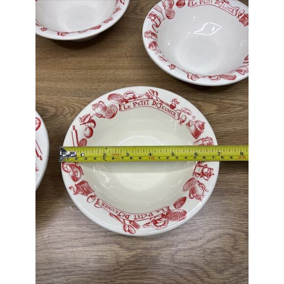 Le Comptoir de Famille Le Petit Déjeuner Red 7” Deep Bowls France Set of 5 - Picture 5 of 9